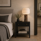 Toronto Black Ceruse Oak Wood & Brass Bedside Table by Liang & Eimil