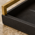 Black Faux Shagreen Tray & Gold Handles by Kensington