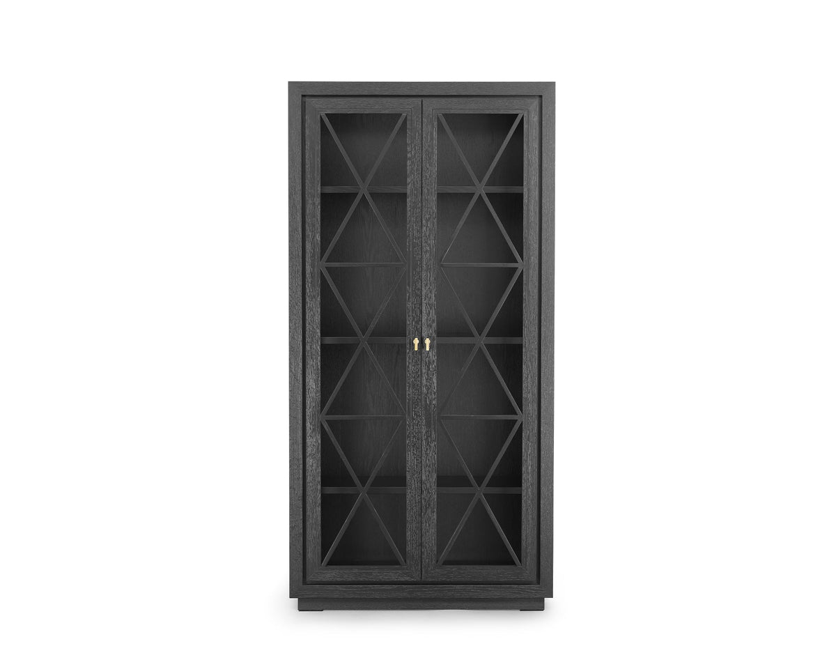 York Cabinet - Oak Veneer and Glass