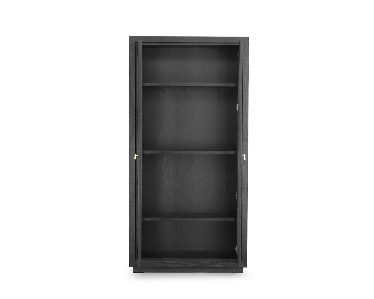 York Cabinet - Oak Veneer and Glass
