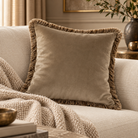 Verona Double Sided Fringe Edge Cushion 55cm - Taupe Malini