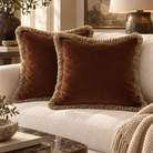 Verona Double Sided Fringe Edge Cushion 55cm - Chocolate Brown Malini
