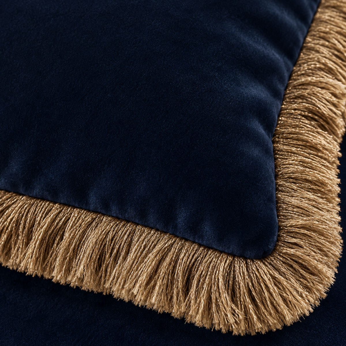 Verona Double Sided Fringe Edge Cushion 55cm - Navy Malini