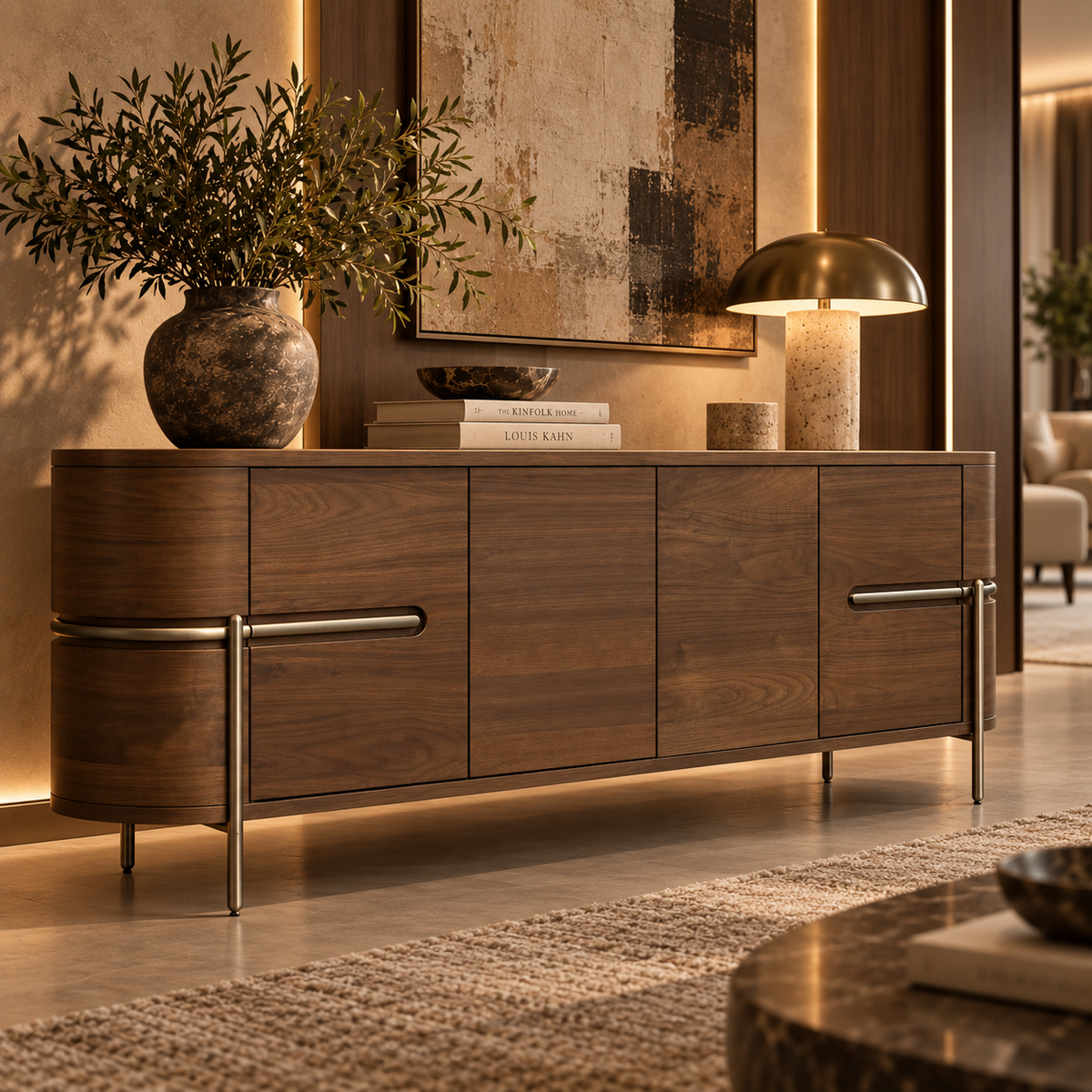 Vienna Natural Walnut & Brushed Brass Sideboard by Berkeley Designs
