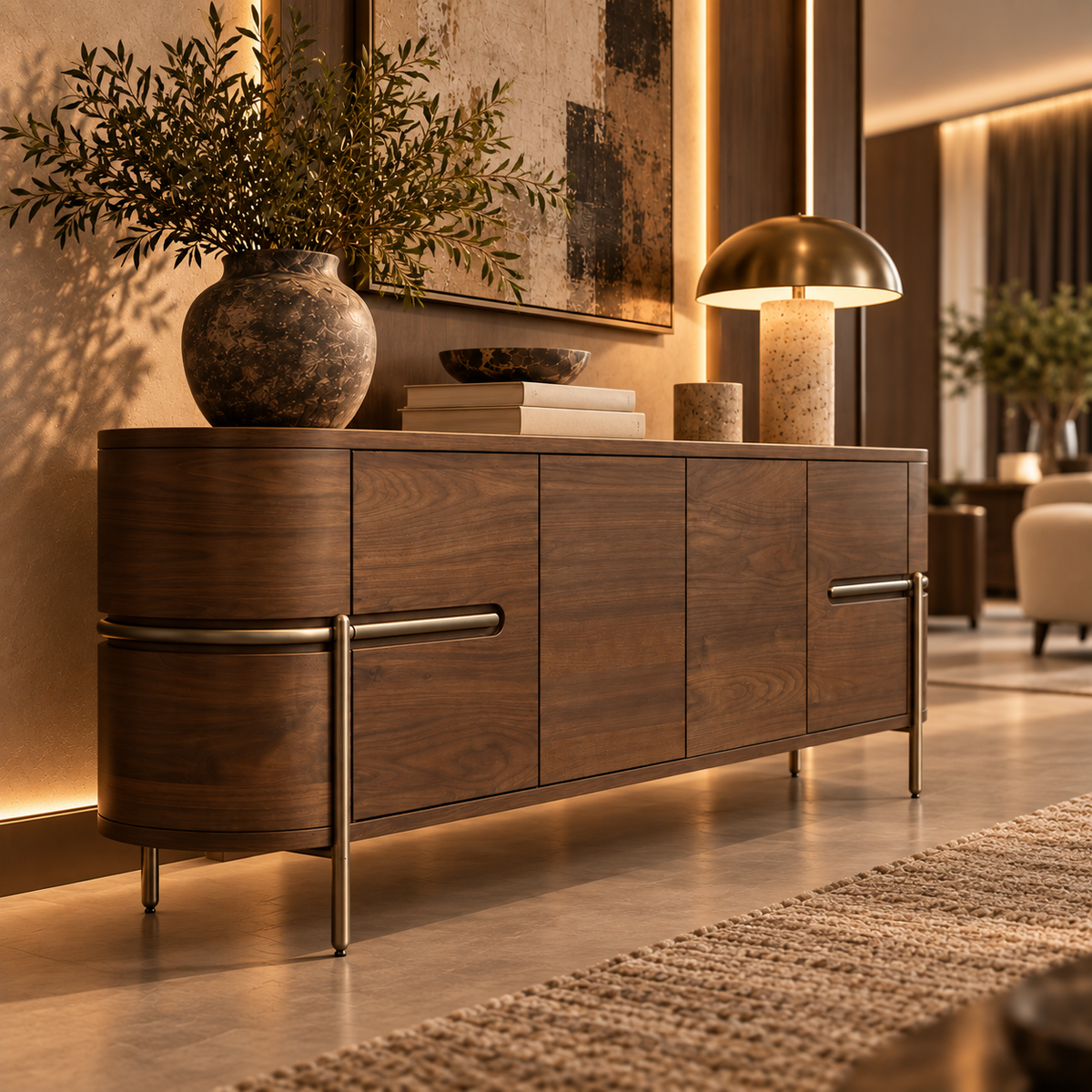 Vienna Natural Walnut & Brushed Brass Sideboard by Berkeley Designs