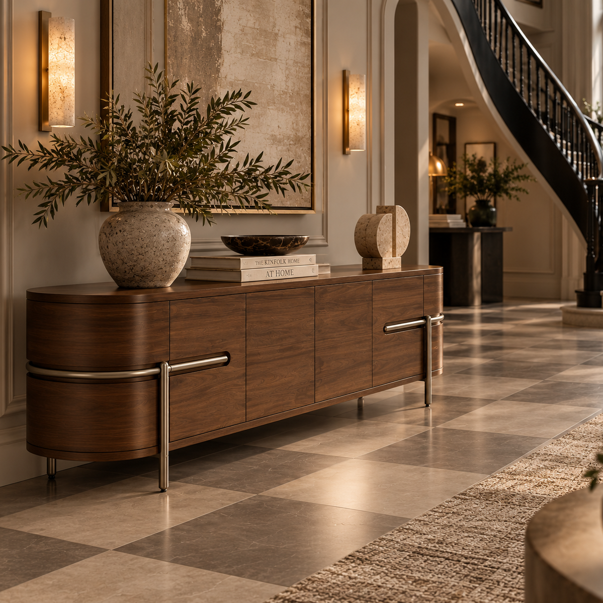 Vienna Natural Walnut & Brushed Brass Sideboard Berkeley Designs