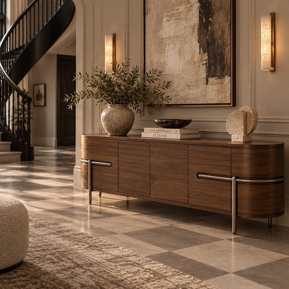 Vienna Natural Walnut & Brushed Brass Sideboard Berkeley Designs