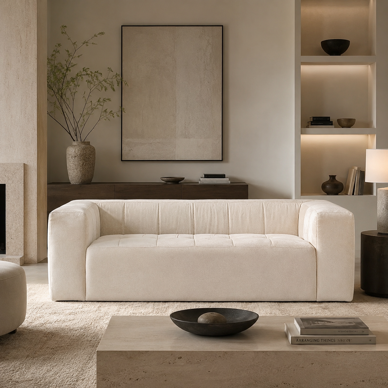 Wadborough Neutral Sofa - Off White by D.I. Designs