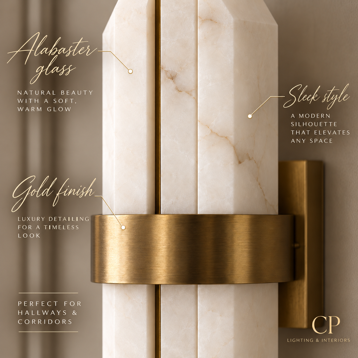 Salerno Gold & Alabaster Wall Light Luxe Collection