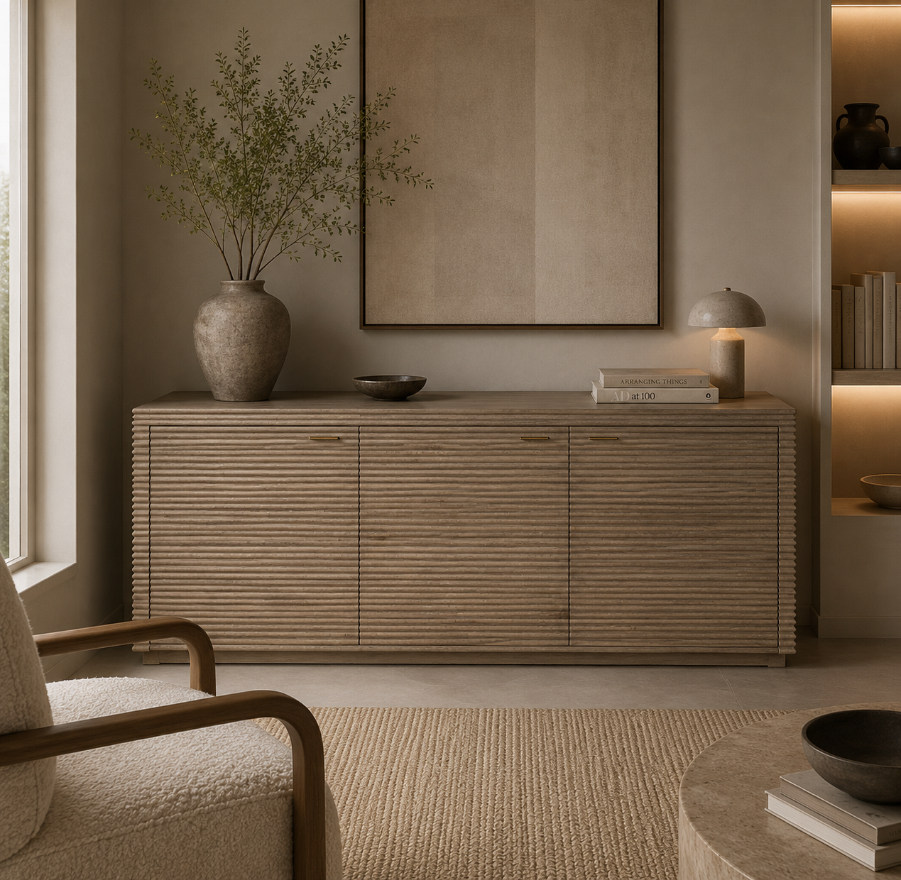 Wickham Ribbed Oak Wood Sideboard by D.I. Designs