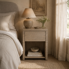 Wickham Wood Bedside Table - Ribbed Oak by D.I. Designs