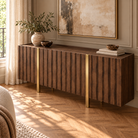 Winchester Brown Walnut Wood & Brass Sideboard Berkeley Designs