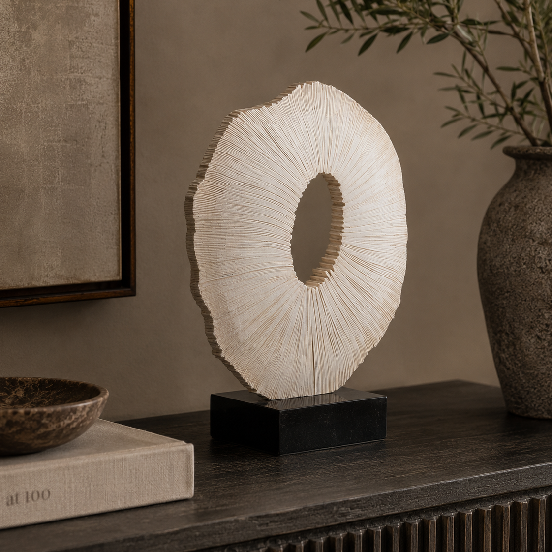 Worn by Time Beige & Black Marble Sculpture by Liang & Eimil