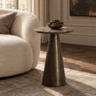 Ynez Dark Brown Marble Side Table - 51 cm Light & Living