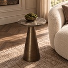 Ynez Dark Brown Marble Side Table - 51 cm Light & Living