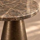 Ynez Dark Brown Marble & Dark Brown Small Side Table - 43cm Light & Living