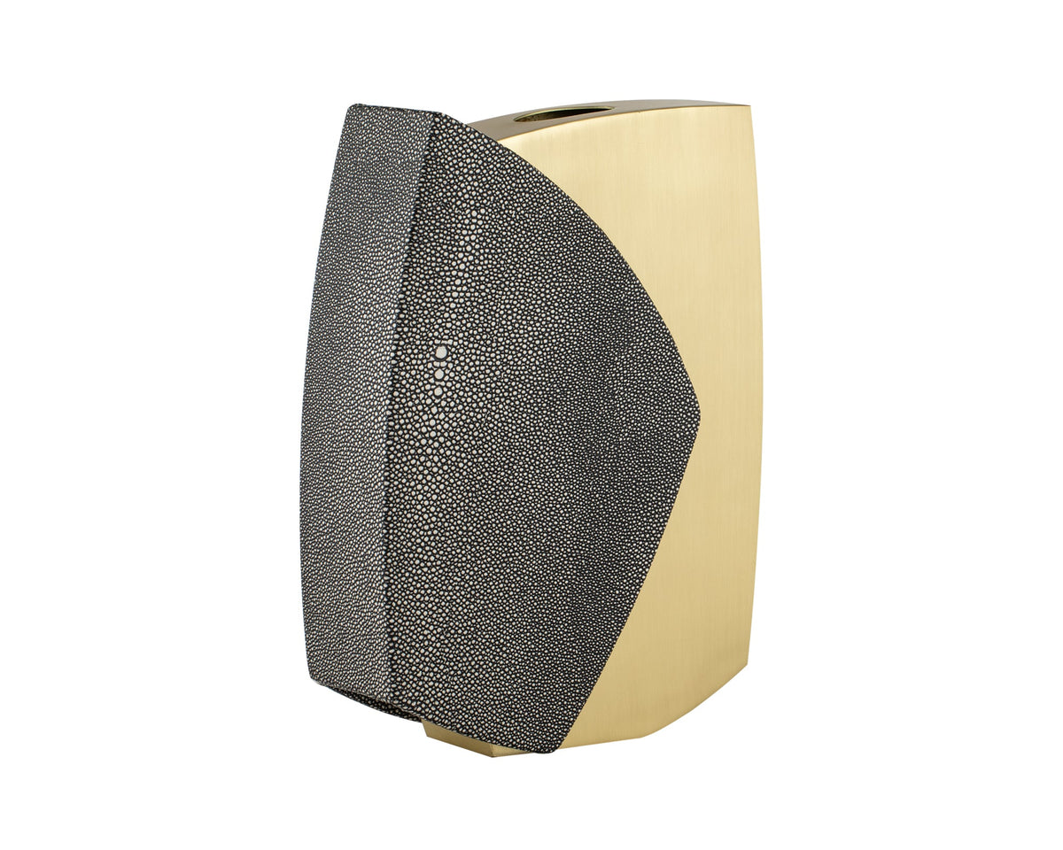 Raymond Vase - Grey Faux Shagreen/Brushed Brass Liang & Eimil