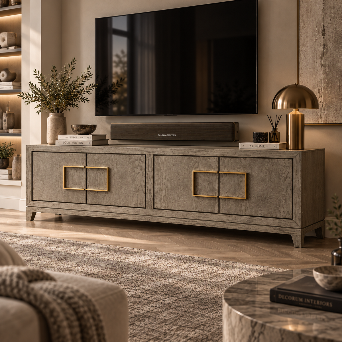 Lucca Grey Oak Media TV Cabinet Unit by Berkeley Designs