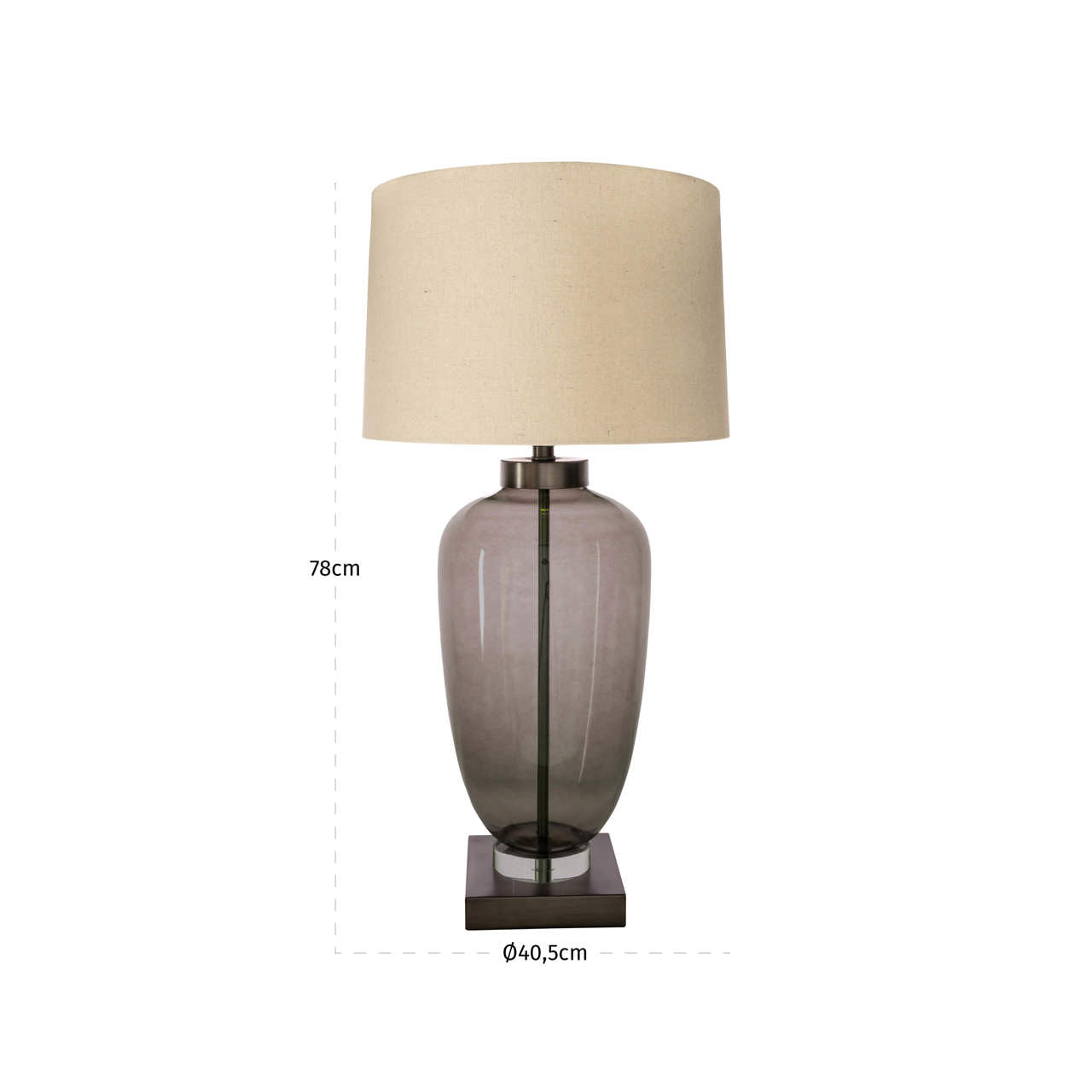 Monsoe Smoke Glass Table Lamp With Beige Linen Shade by Richmond Interiors