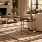 Vienna Brown Walnut Veneer Side Table with Brushed Brass Legs Berkeley Designs