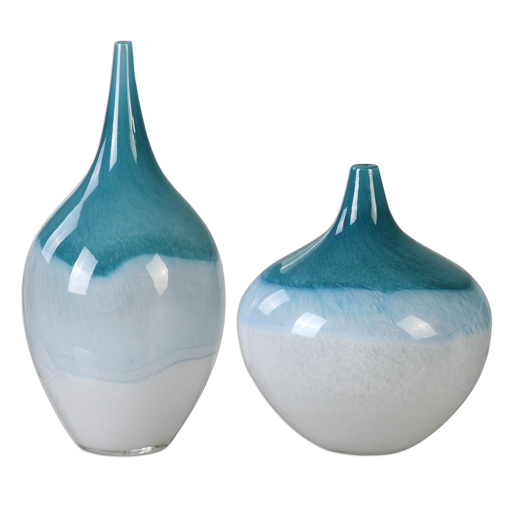 Carla Teal White Vases - Set of 2 by Uttermost