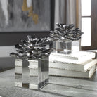 Indian Lotus Metallic Silver Flowers - Set of 2 by Uttermost