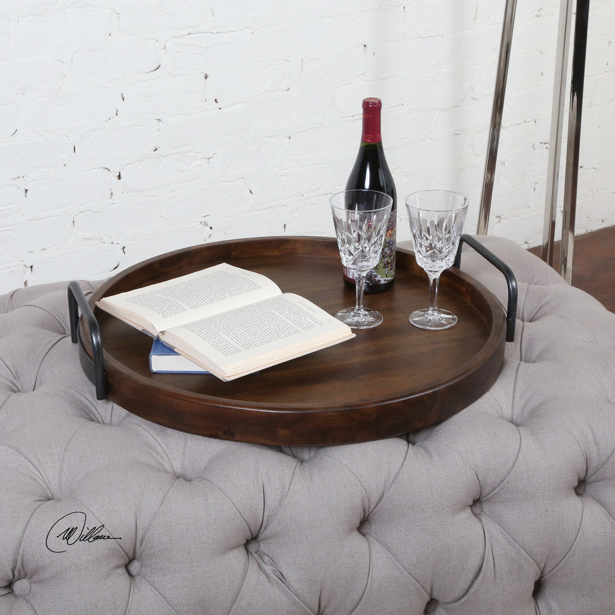 Reine Round Wooden Tray by Uttermost