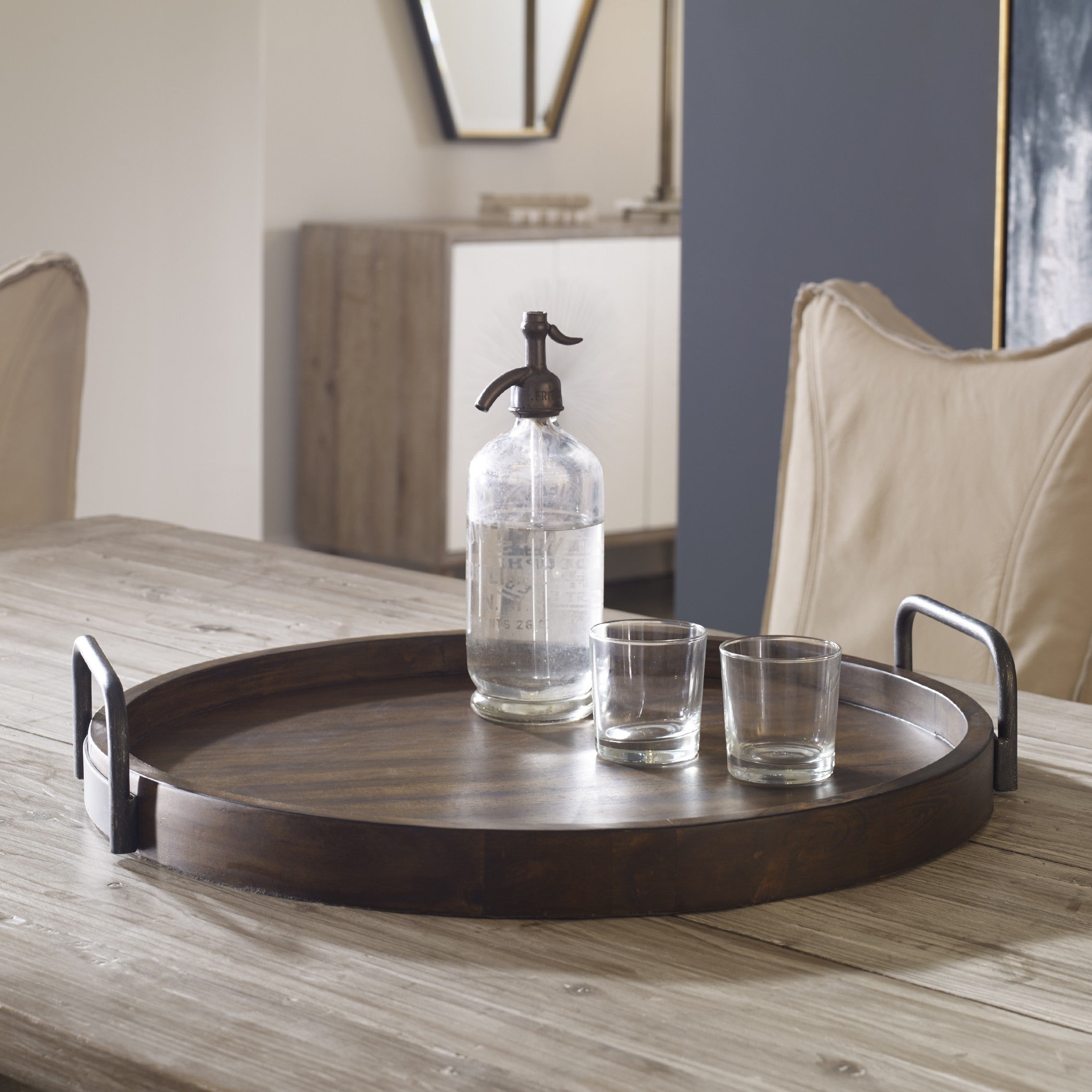 Reine Round Wooden Tray by Uttermost