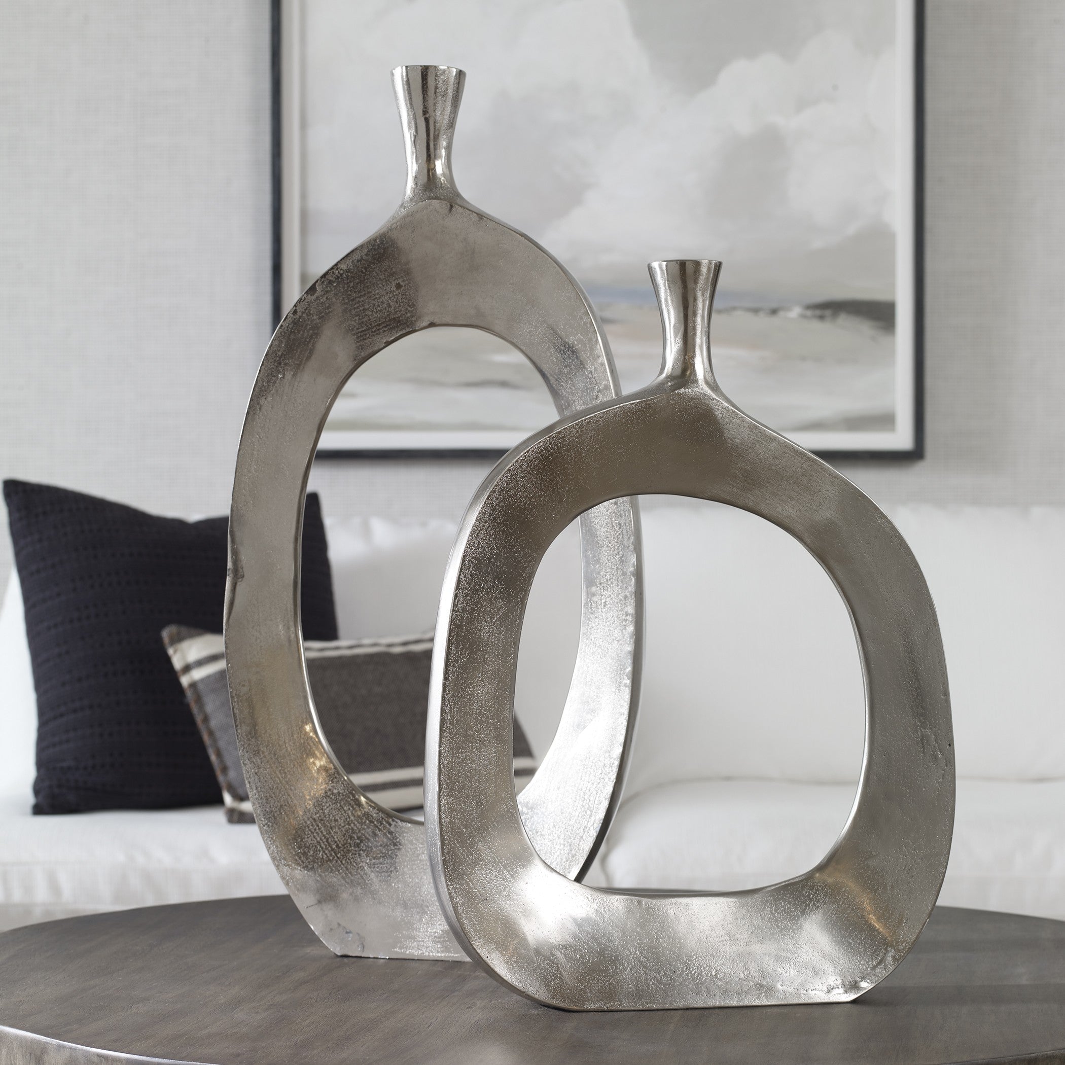 Cierra Aluminum Vases S/2 by Uttermost