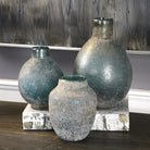 Mercede Weathered Glass Vases in Blue - Set of 3 by Uttermost