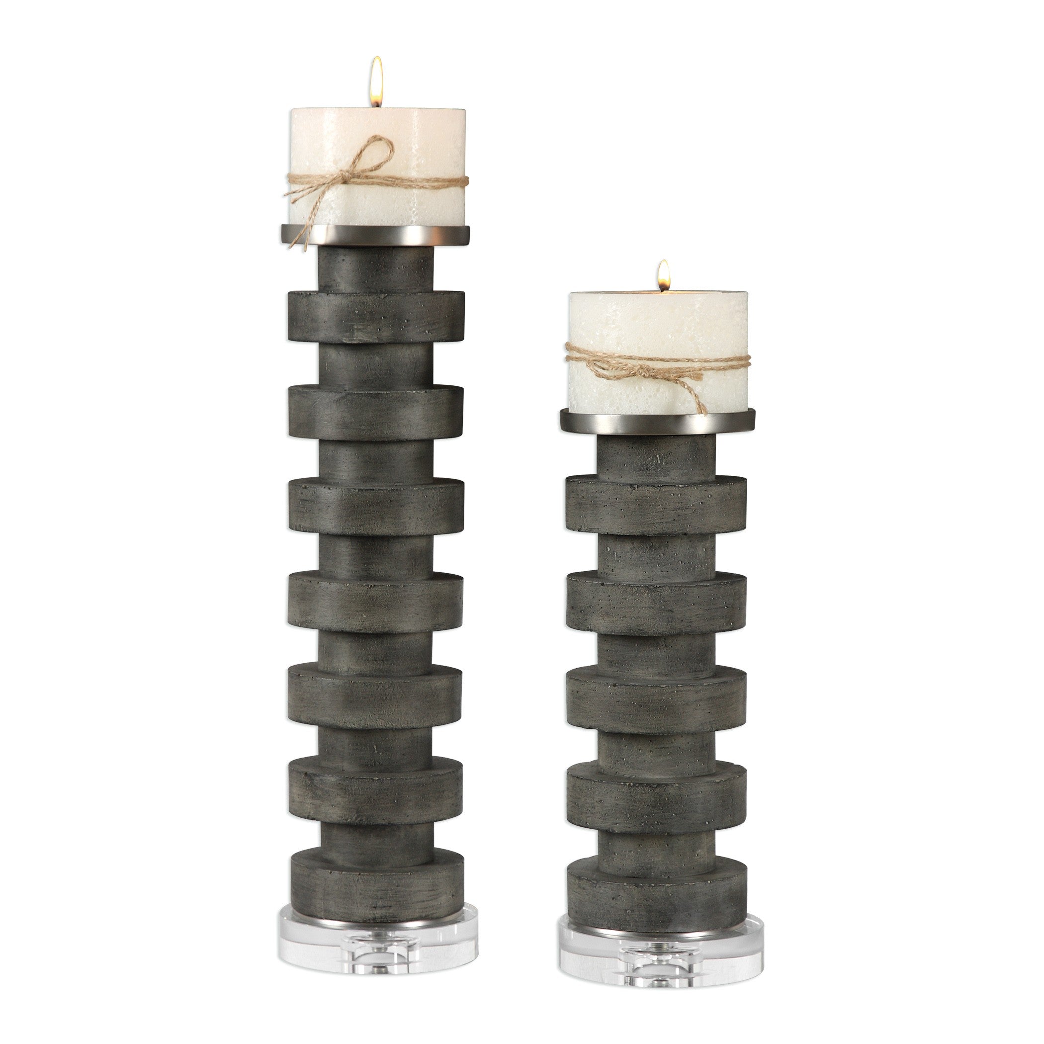 Karun Concrete Candleholders - Set of 2 by Uttermost