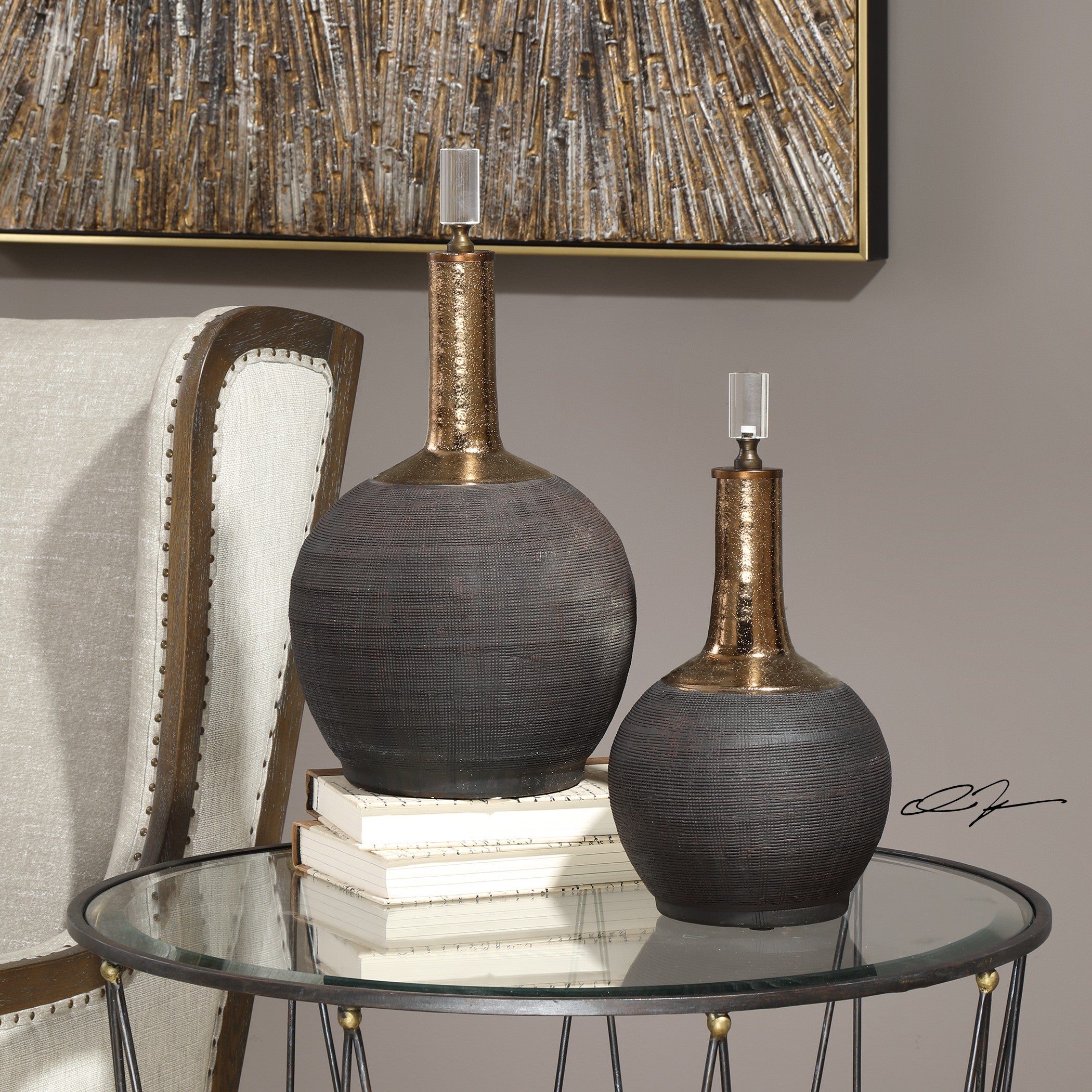 Arnav Matte Black Bottles - Set of 2 by Uttermost