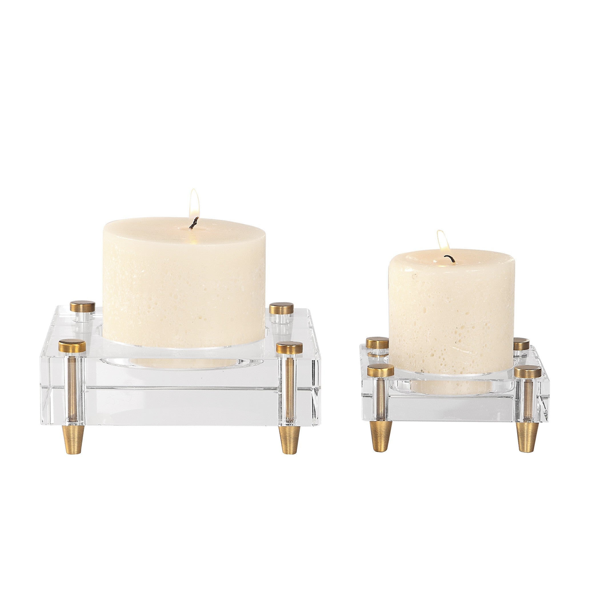 Claire Crystal Block Candleholders - Set of 2 by Uttermost