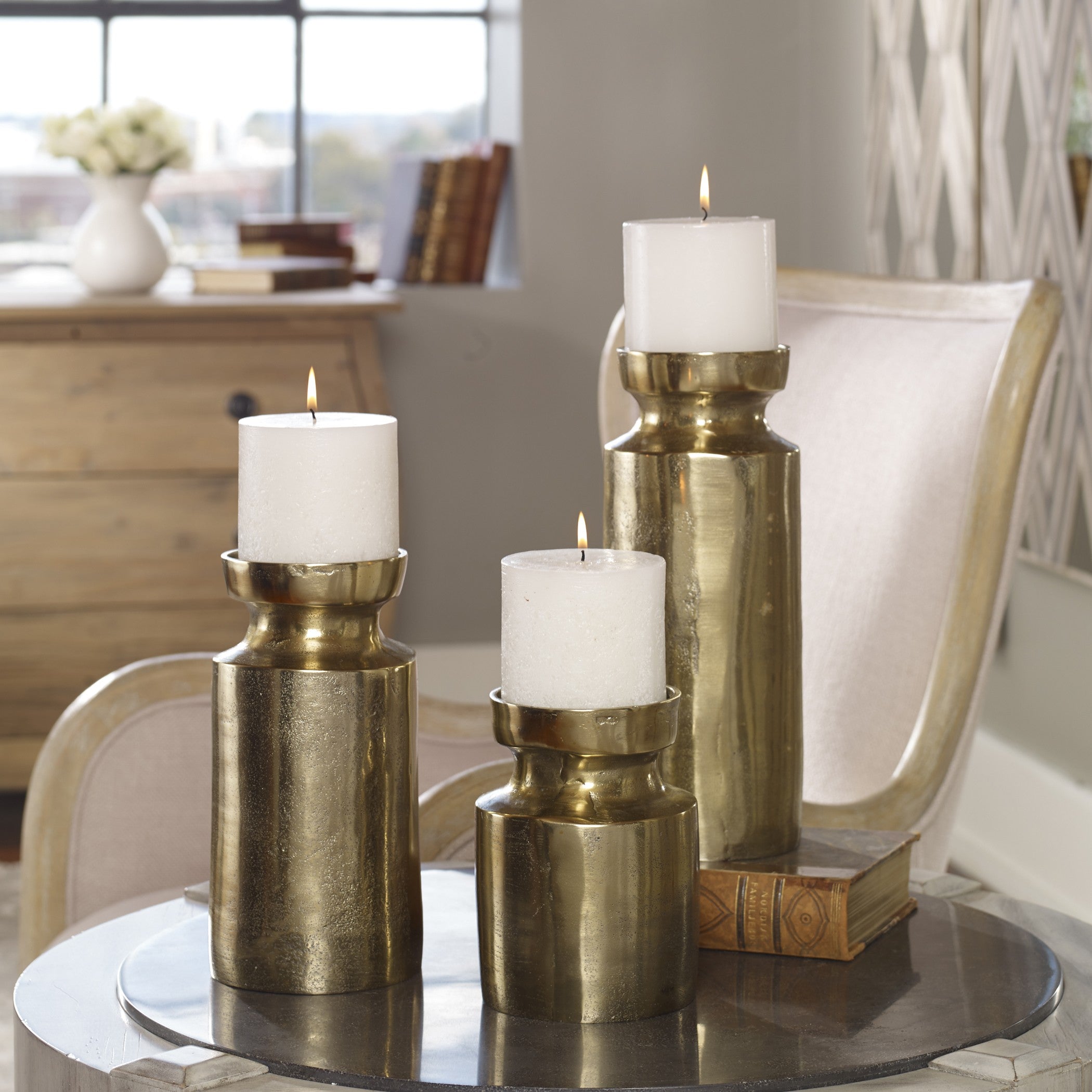 Amina Antique Brass Candleholders - Set of 3 by Uttermost