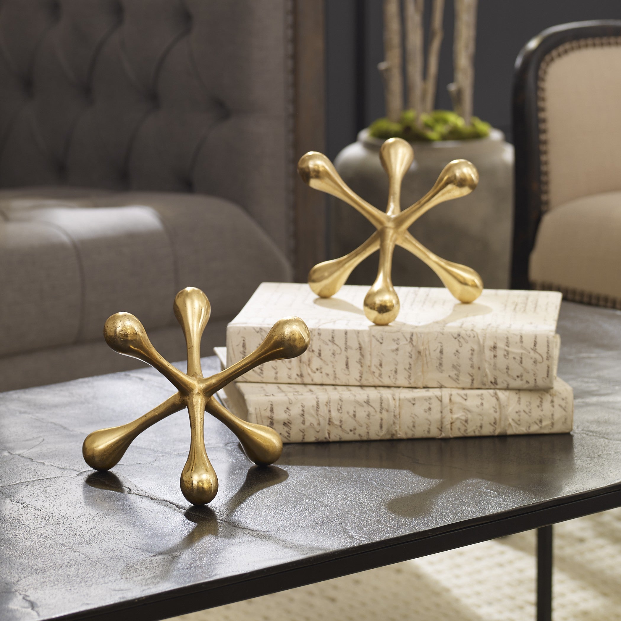 Harlan Jacks Ornament in Brass - Set of 2 by Uttermost