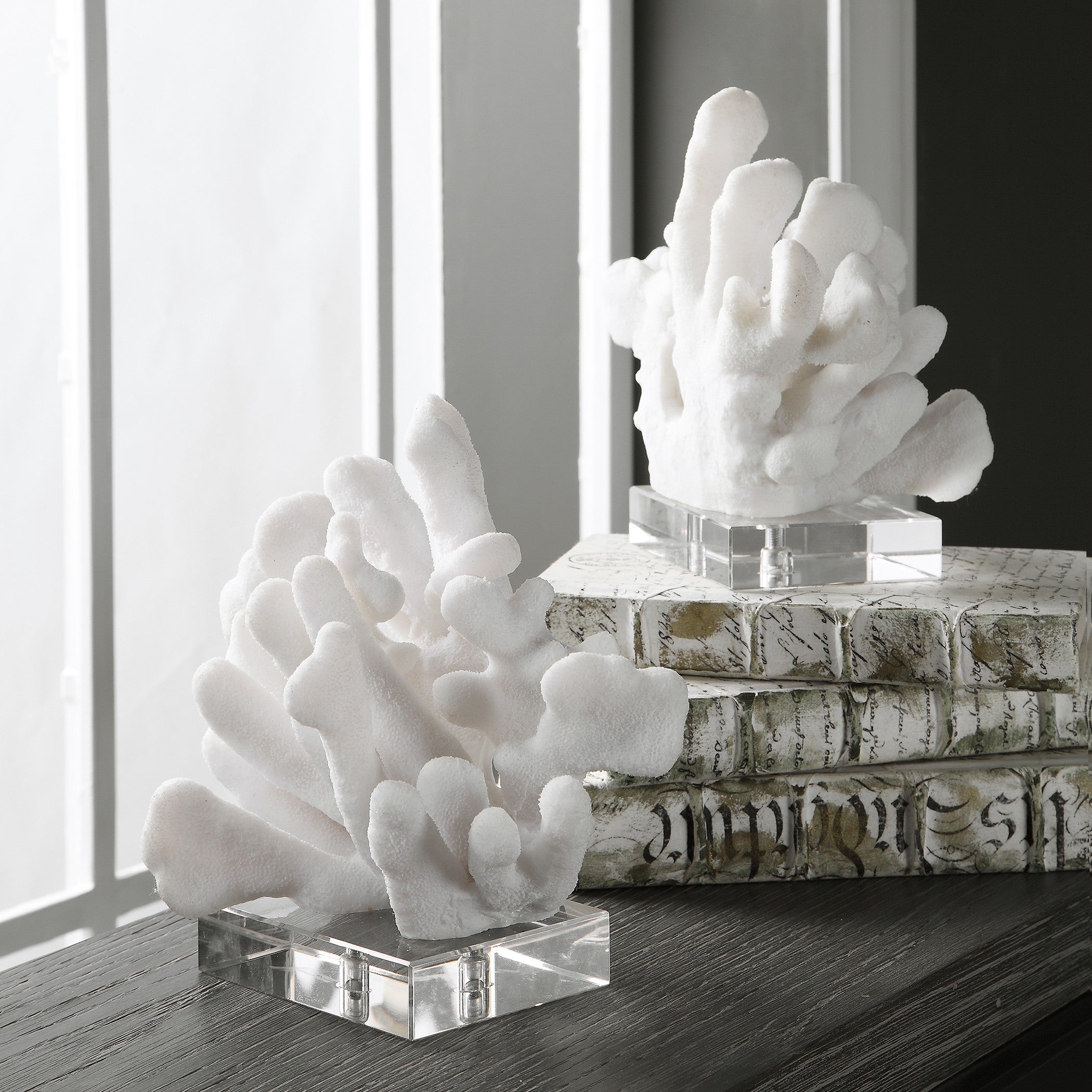 Charbel White Bookends - Set of 2 by Uttermost