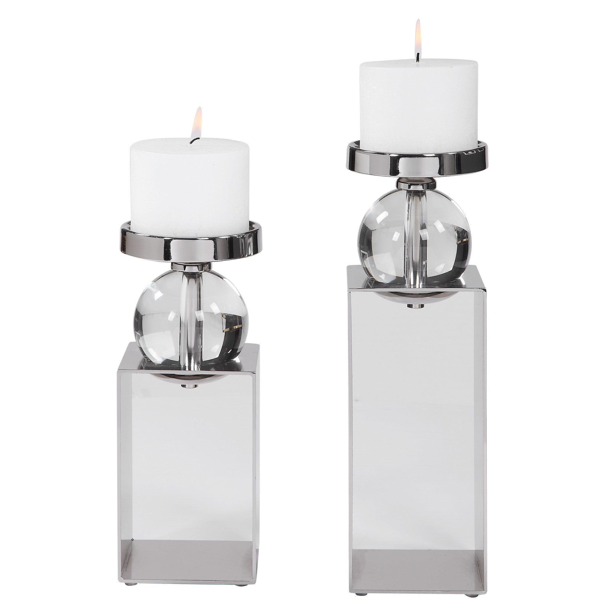 Lucian Nickel Candleholders - Set of 2 by Uttermost