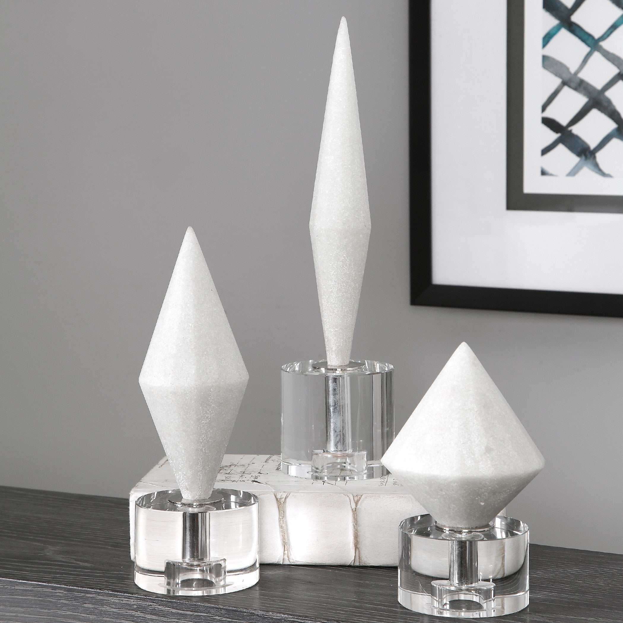 Alize White Stone Sculptures - Set of 3 by Uttermost
