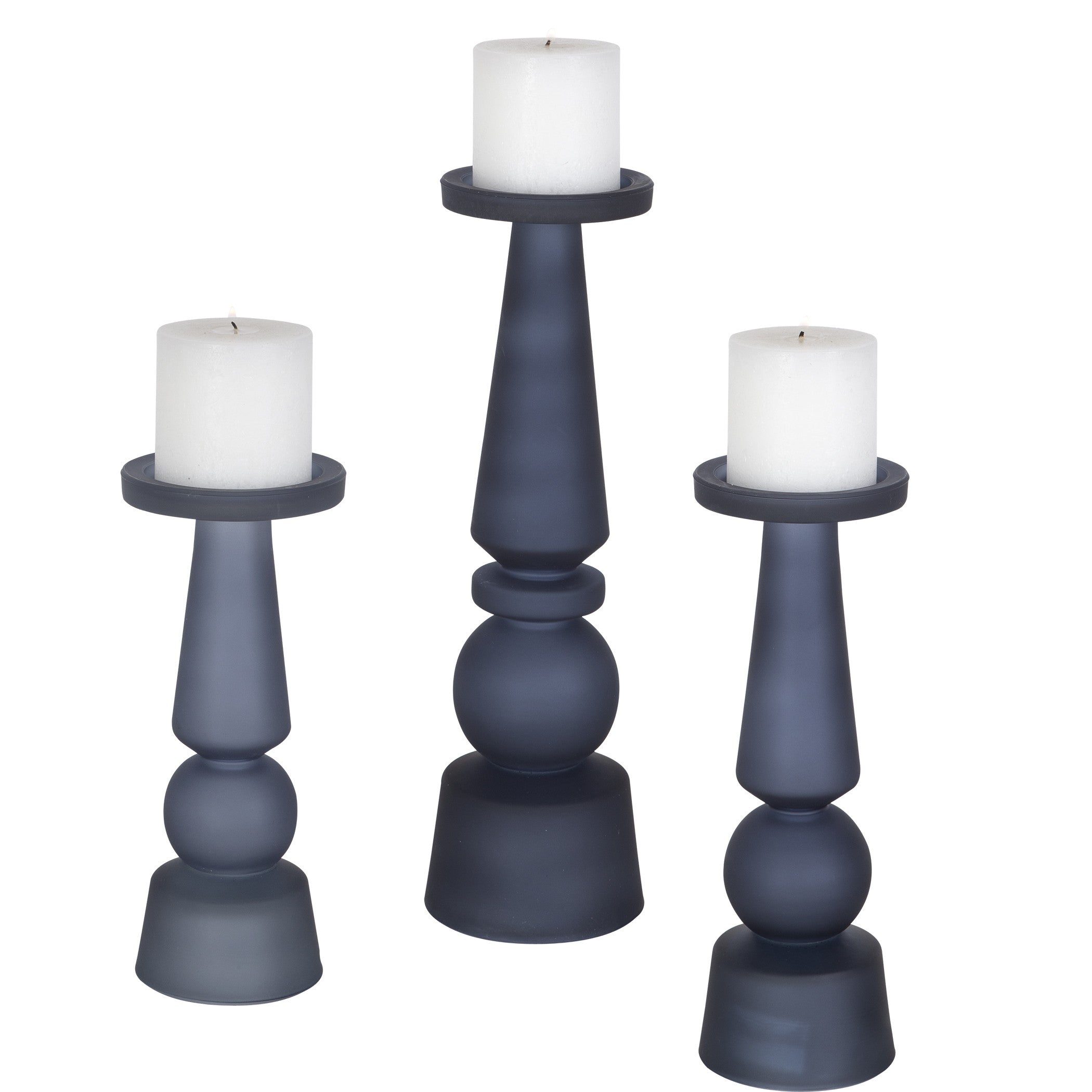 Cassiopeia Blue Glass Candleholders - Set of 3 by Uttermost