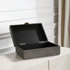 Lalique Art Deco Decorative Box in Smoke Grey Shagreen by Uttermost