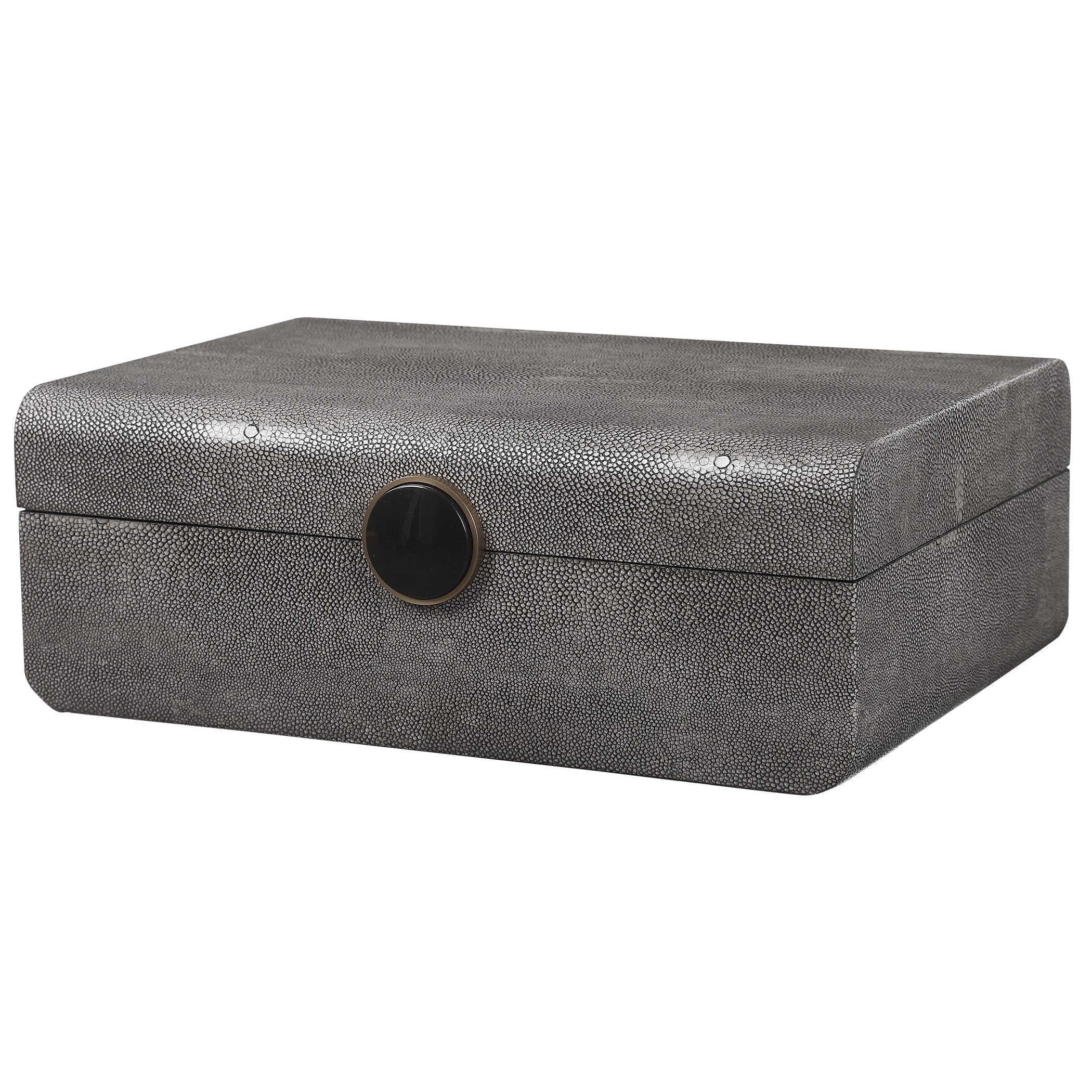 Lalique Art Deco Decorative Box in Smoke Grey Shagreen by Uttermost