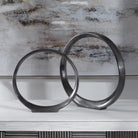 Orbits Black Ring Indoor-Outdoor Sculptures - Set of 2 by Uttermost