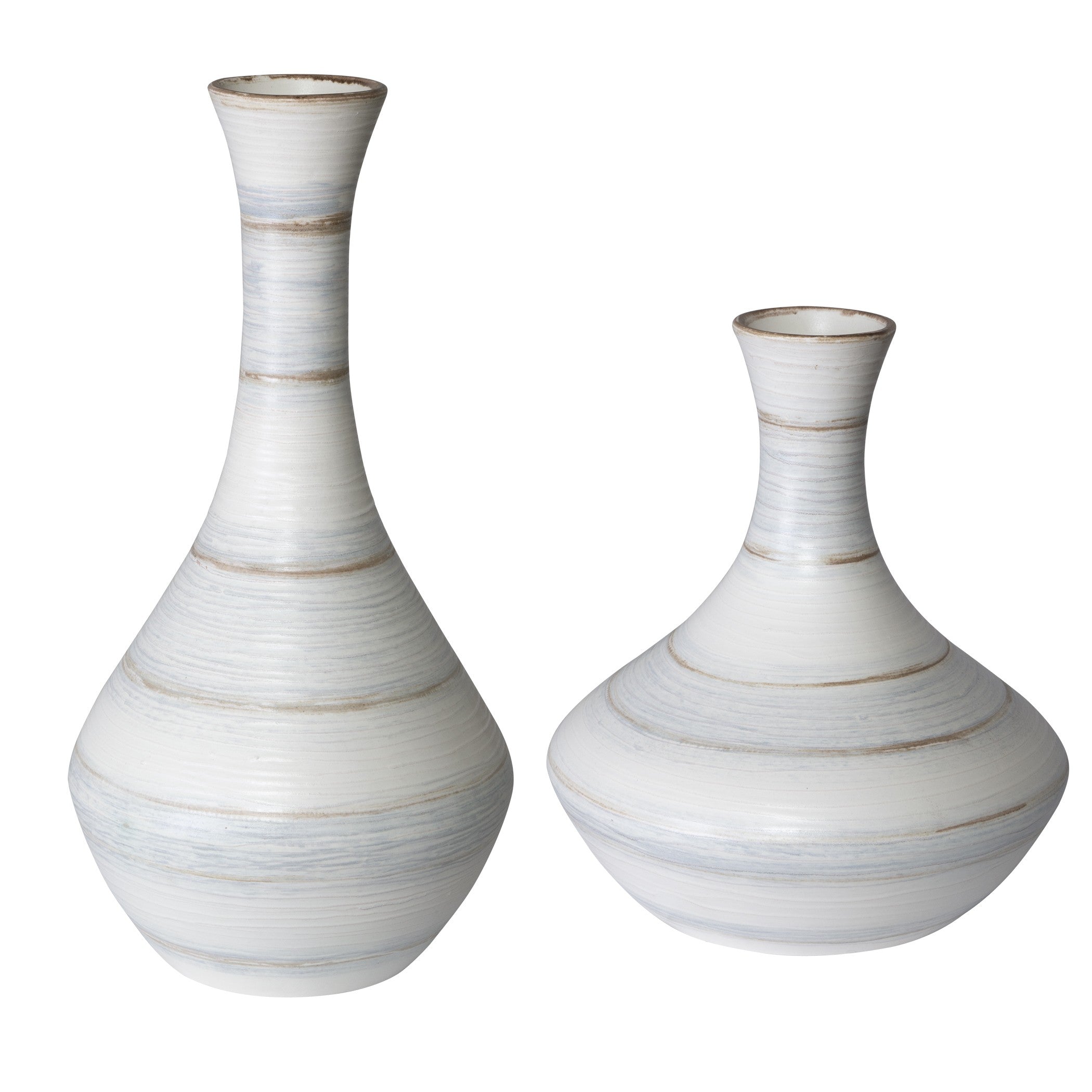 Potter Indoor-Outdoor Fluted Striped Vases - Set of 2 by Uttermost