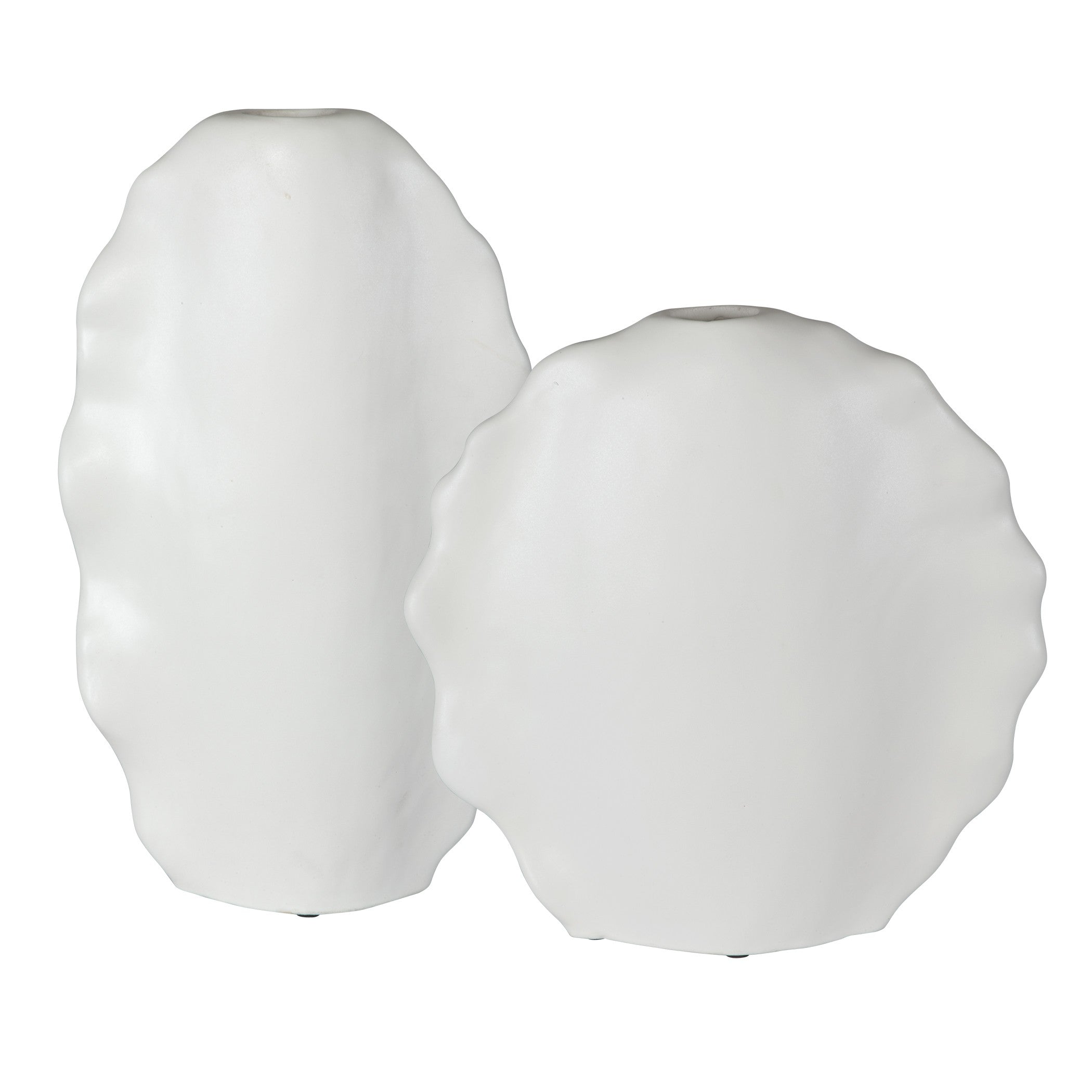 Ruffled Feathers Modern Indoor-Outdoor White Vases - Set of 2 by Uttermost