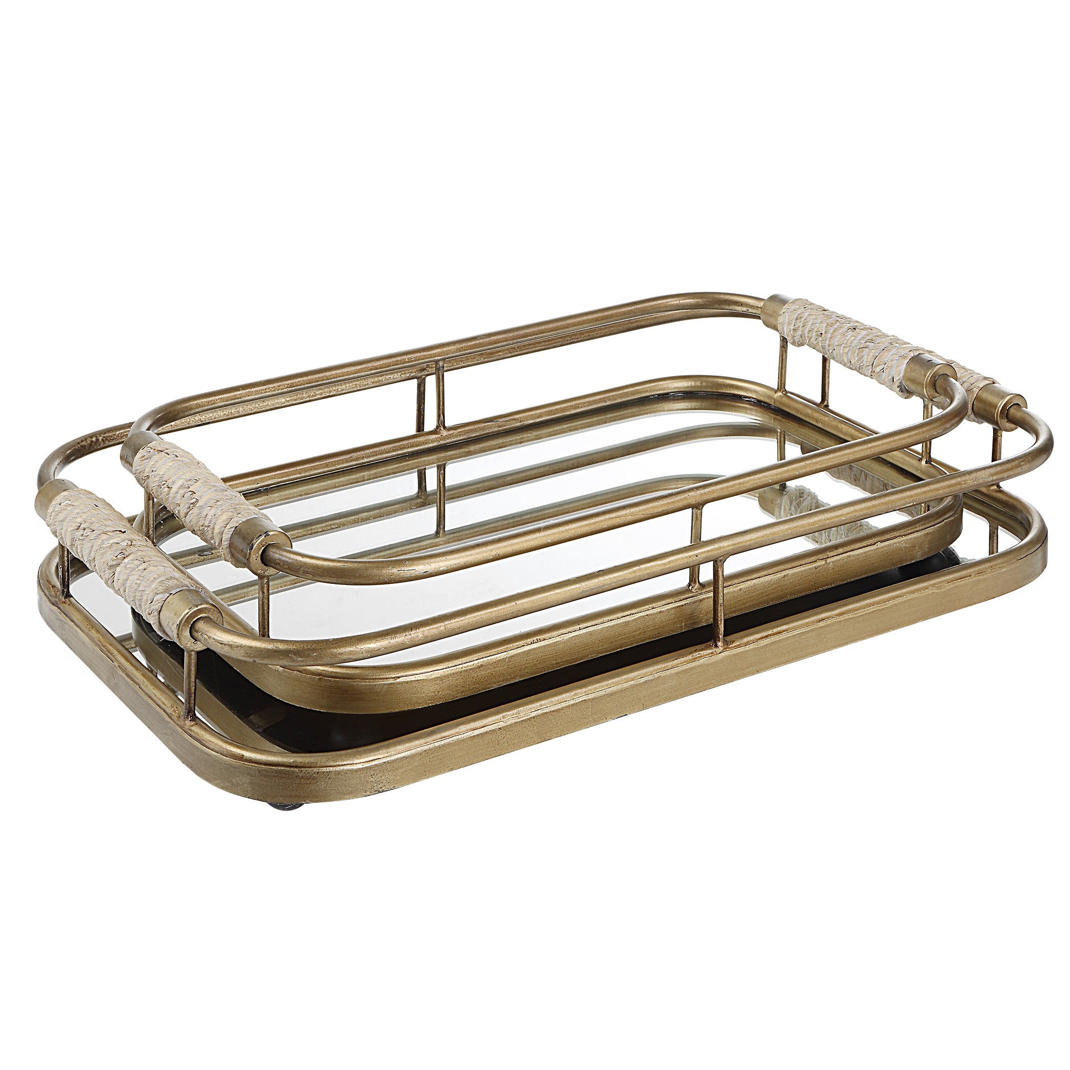 Rosea Brushed Gold Trays - Set of 2 by Uttermost