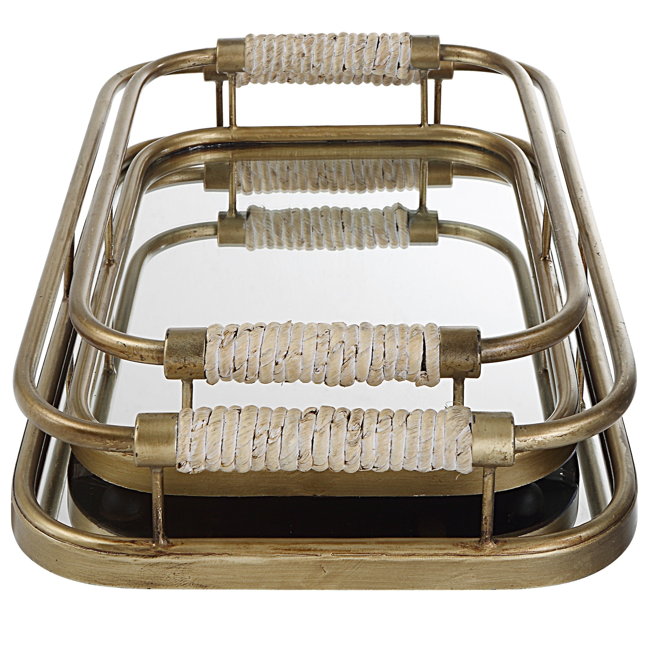 Rosea Brushed Gold Trays - Set of 2 by Uttermost
