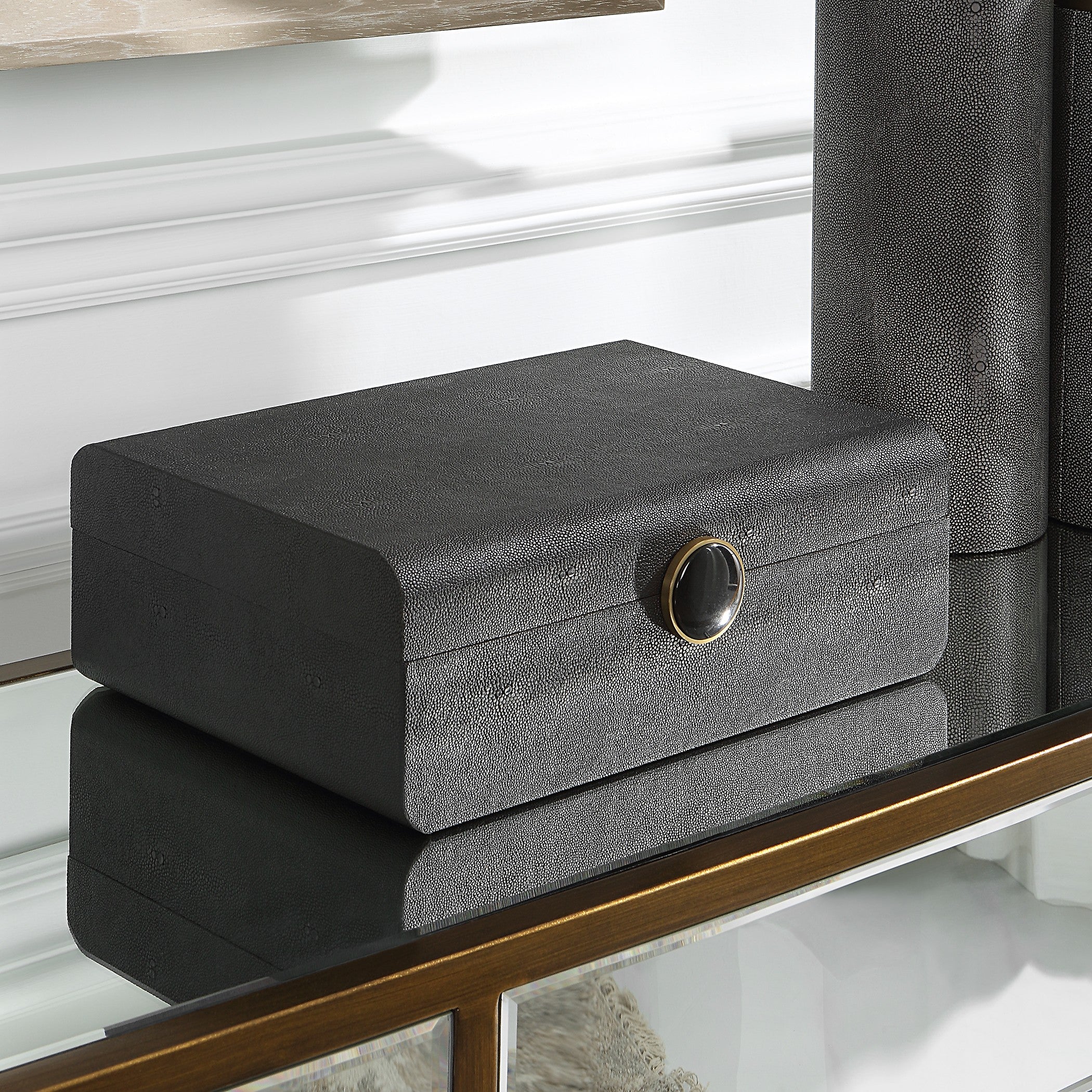 Lalique Black Shagreen Box by Uttermost