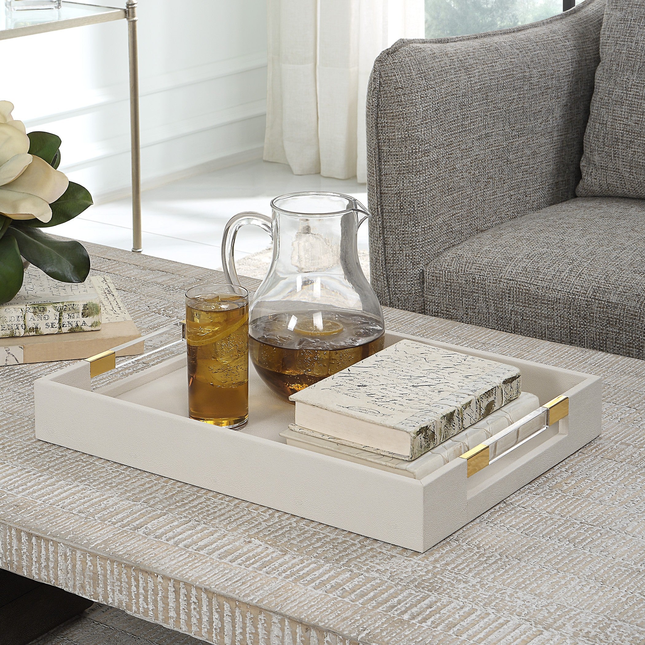 Wessex White Shagreen Tray by Uttermost
