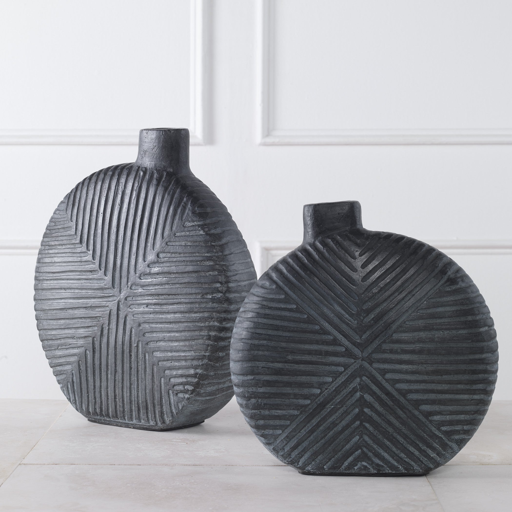 Viewpoint Aged Black Vases - Set of 2 by Uttermost