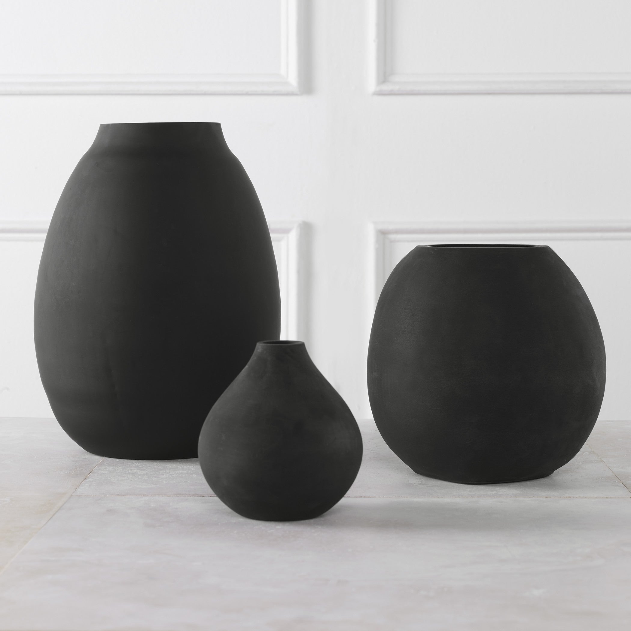 Hearth Matte Black Vases - Set of 3 by Uttermost